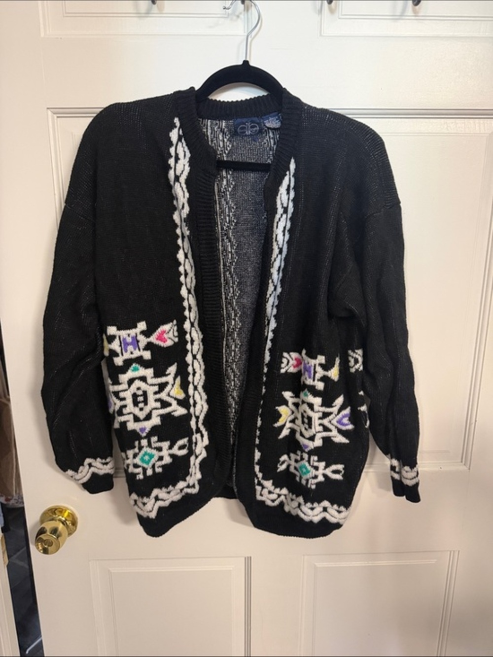 Vintage David Brett, open cardigan Aztec theme